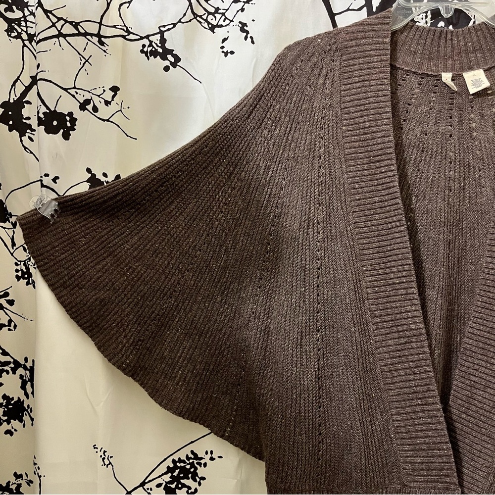 Moth Cardigan Sweater Wide Bell Sleeves 2 Button Closure Boho Festival Brown XL - Picture 5 of 12